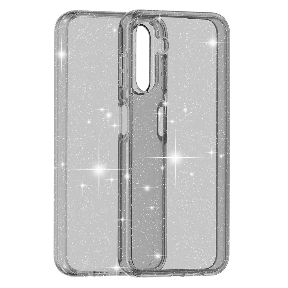 For Samsung Galaxy A14 5G / A14 4G Glittery Powder Soft TPU + Hard PC Protective Phone Case Shockproof Mobile Phone Back Cover - Grey - 3