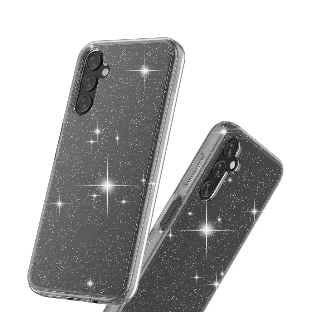 For Samsung Galaxy A14 5G / A14 4G Glittery Powder Soft TPU + Hard PC Protective Phone Case Shockproof Mobile Phone Back Cover - Grey - 6