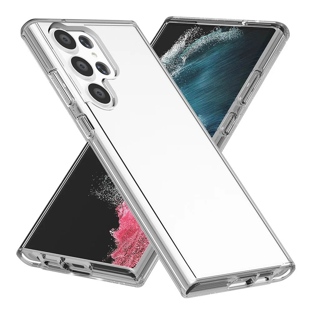 For Samsung Galaxy S23 Ultra Shockproof Phone Case Anti-Scratch TPU + PC Transparent Phone Cover Support Wireless Charging - Transparent - 1