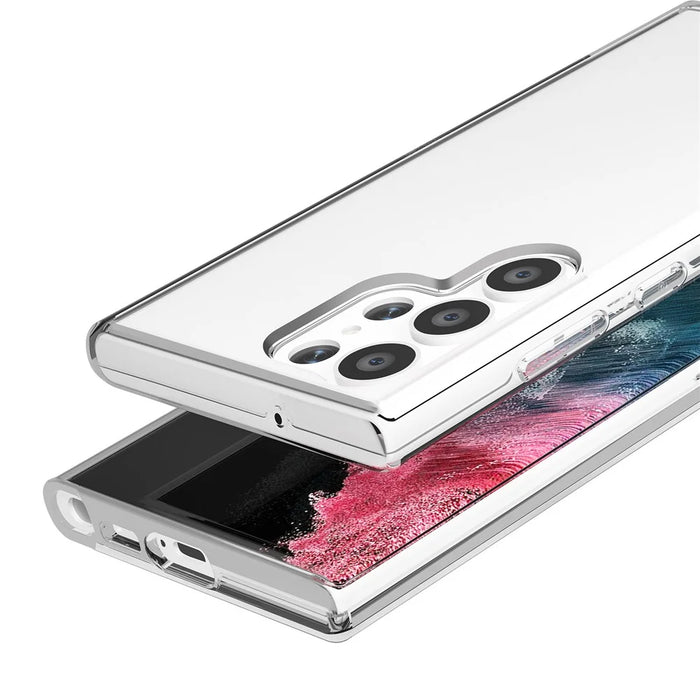 For Samsung Galaxy S23 Ultra Shockproof Phone Case Anti-Scratch TPU + PC Transparent Phone Cover Support Wireless Charging - Transparent - 4
