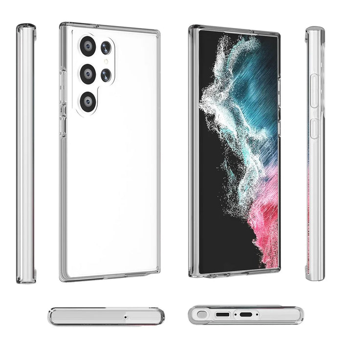 For Samsung Galaxy S23 Ultra Shockproof Phone Case Anti-Scratch TPU + PC Transparent Phone Cover Support Wireless Charging - Transparent - 5