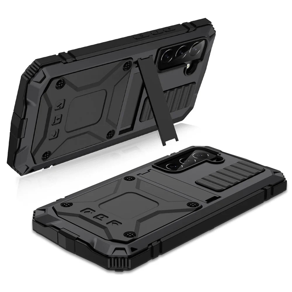 Anti-falll Phone Case For Samsung Galaxy S23+ TPU + Metal Phone Back Cover Kickstand Support Wireless Charging - Black - 2