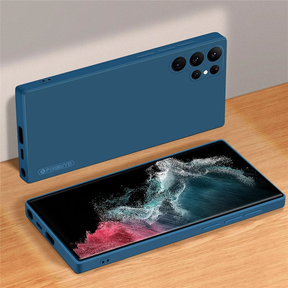 PINWUYO For Samsung Galaxy S23 Ultra Soft TPU Anti-Scratch Phone Case Shockproof Precise Cutouts Back Cover - Blue - 2