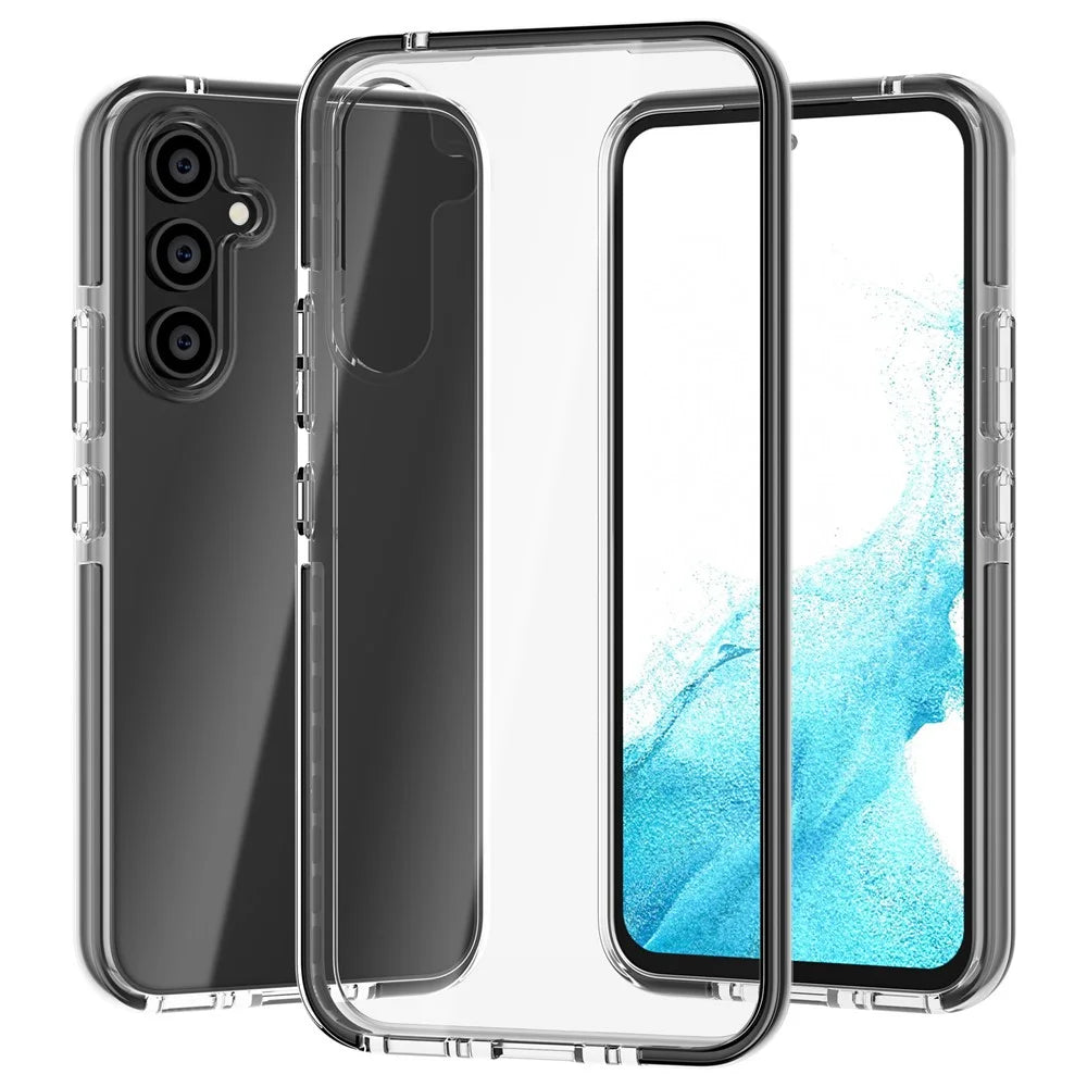 For Samsung Galaxy A34 5G Bi-color Clear Back Cover Combo Soft TPU+TPE Frame Drop-proof Protective Phone Case - Transparent Black - 1