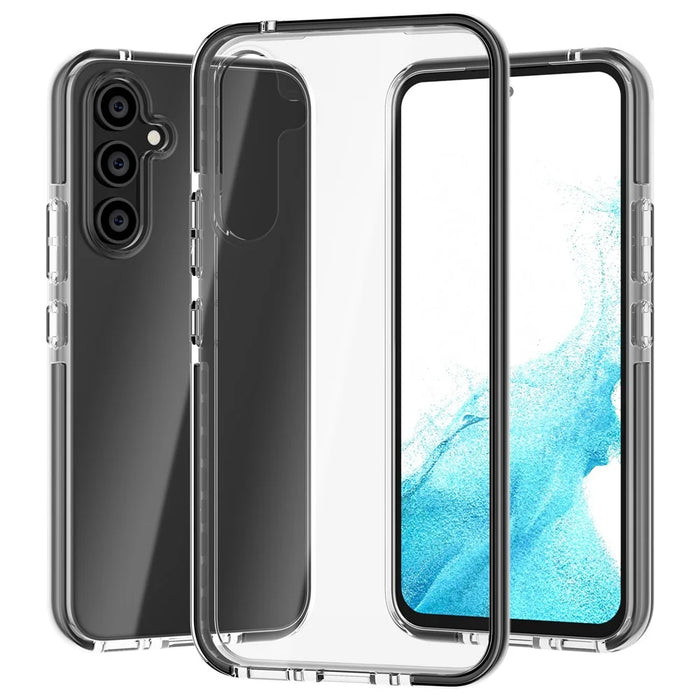 For Samsung Galaxy A34 5G Bi-color Clear Back Cover Combo Soft TPU+TPE Frame Drop-proof Protective Phone Case - Transparent Black - 1