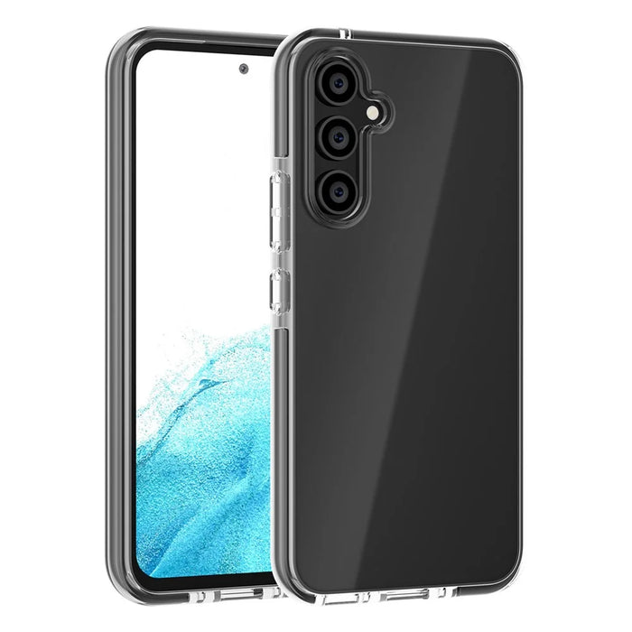 For Samsung Galaxy A34 5G Bi-color Clear Back Cover Combo Soft TPU+TPE Frame Drop-proof Protective Phone Case - Transparent Black - 2