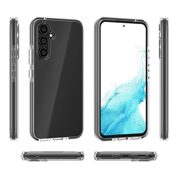 For Samsung Galaxy A34 5G Bi-color Clear Back Cover Combo Soft TPU+TPE Frame Drop-proof Protective Phone Case - Transparent Black - 7