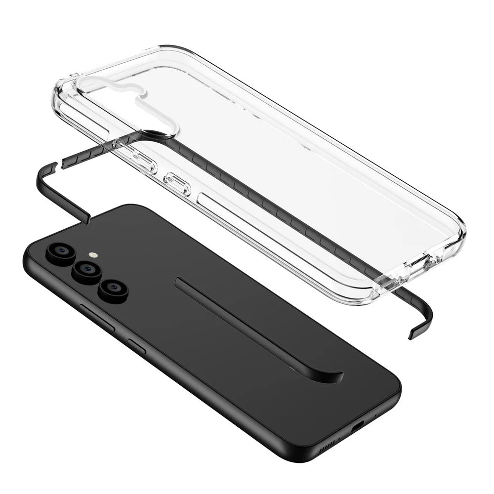 For Samsung Galaxy A54 5G Bi-color Clear Case Soft TPU + TPE Bumper Cushion Anti-Scratch Cover - Transparent Black - 3