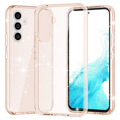 For Samsung Galaxy A54 5G Glittery Powder Bling Phone Case Hard PC Soft TPU Drop Protection Anti-Fall Cover - Gold - 1