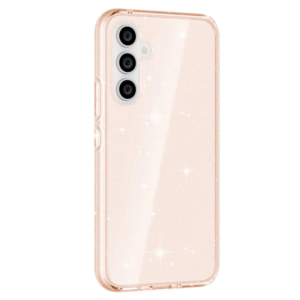 For Samsung Galaxy A54 5G Glittery Powder Bling Phone Case Hard PC Soft TPU Drop Protection Anti-Fall Cover - Gold - 3