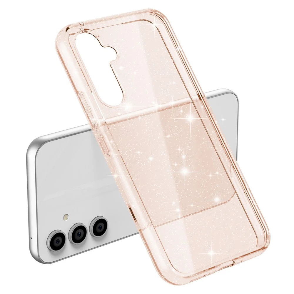 For Samsung Galaxy A54 5G Glittery Powder Bling Phone Case Hard PC Soft TPU Drop Protection Anti-Fall Cover - Gold - 5