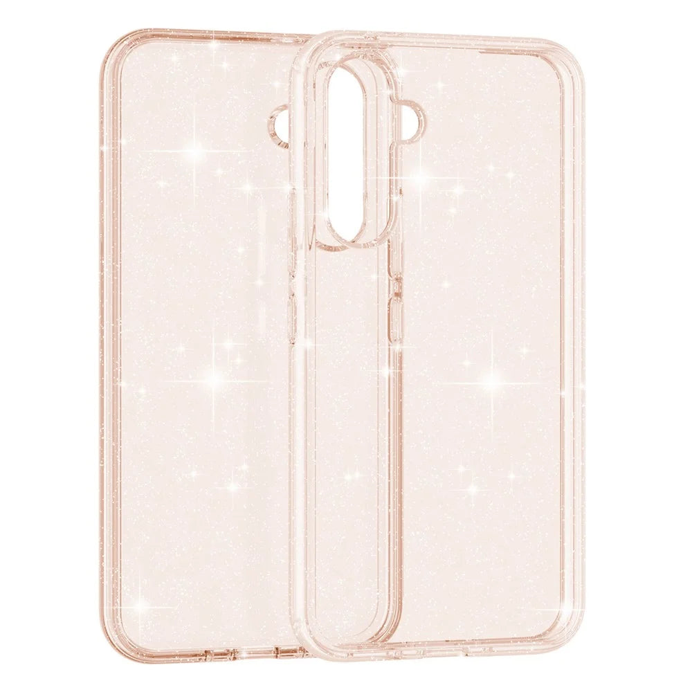 For Samsung Galaxy A54 5G Glittery Powder Bling Phone Case Hard PC Soft TPU Drop Protection Anti-Fall Cover - Gold - 6