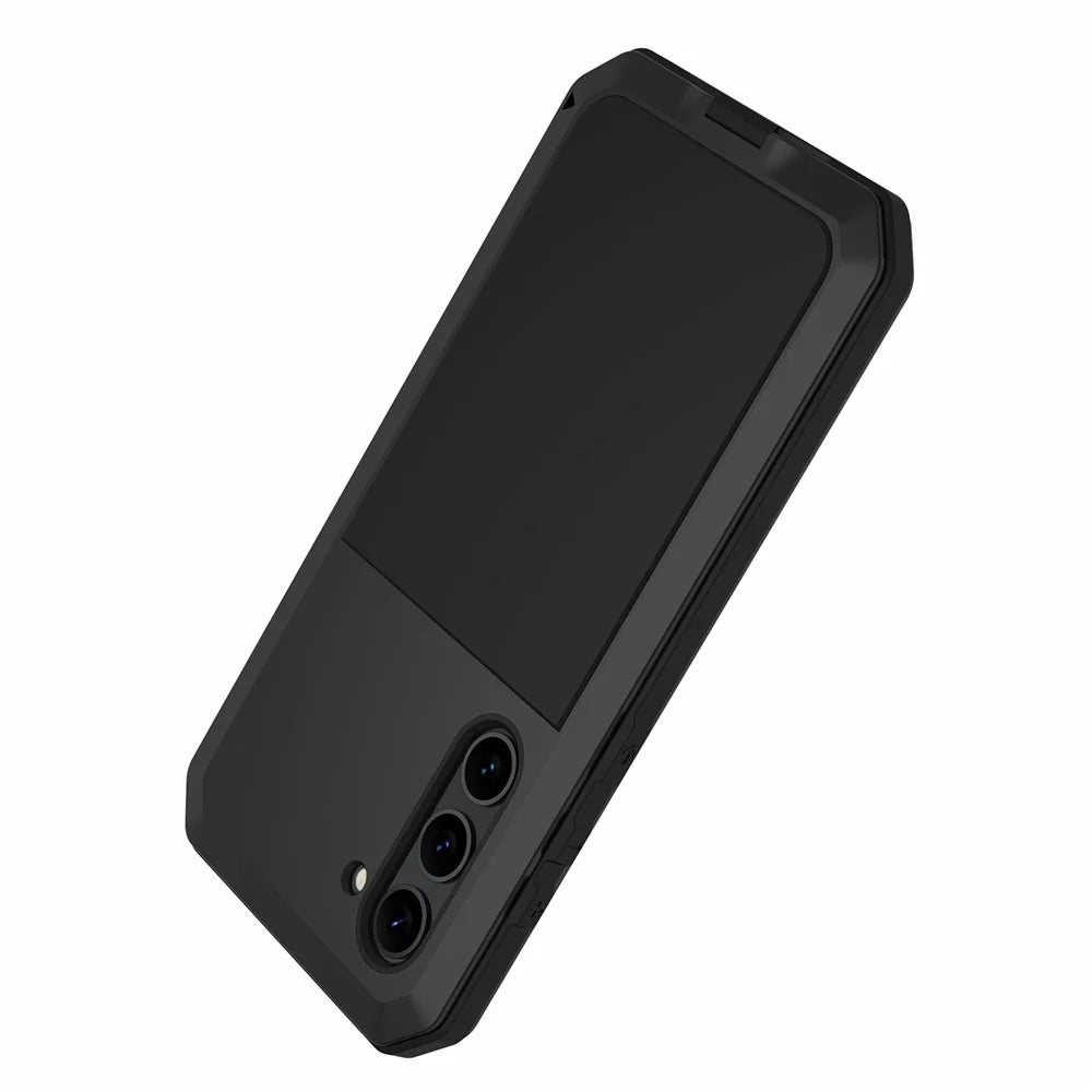 For Samsung Galaxy S23 Silicone + Metal Anti-drop Phone Case Anti-scratch Phone Cover with Tempered Glass Film - Black - 5