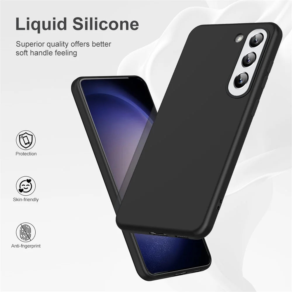 Liquid Series for Samsung Galaxy S23+ Shockproof Soft TPU Magnetic Phone Case Rubberized Back Cover Support Wireless Charging - Black - 2