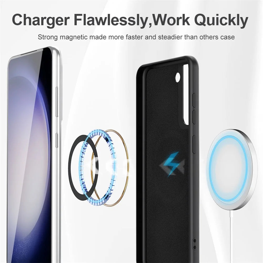 Liquid Series for Samsung Galaxy S23+ Shockproof Soft TPU Magnetic Phone Case Rubberized Back Cover Support Wireless Charging - Black - 6