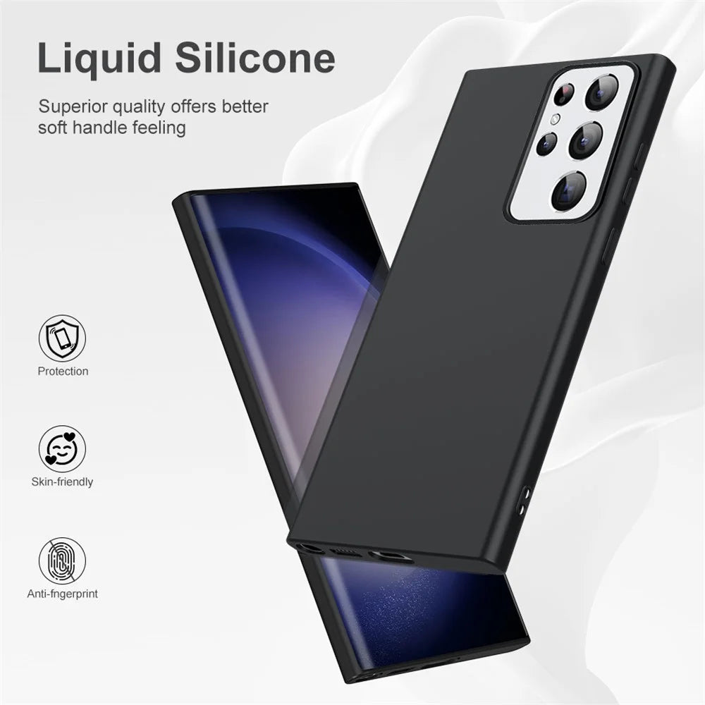 Liquid Series for Samsung Galaxy S23 Ultra Magnetic Phone Case Rubberized Soft TPU Protective Phone Back Cover Support Wireless Charging - Black - 2