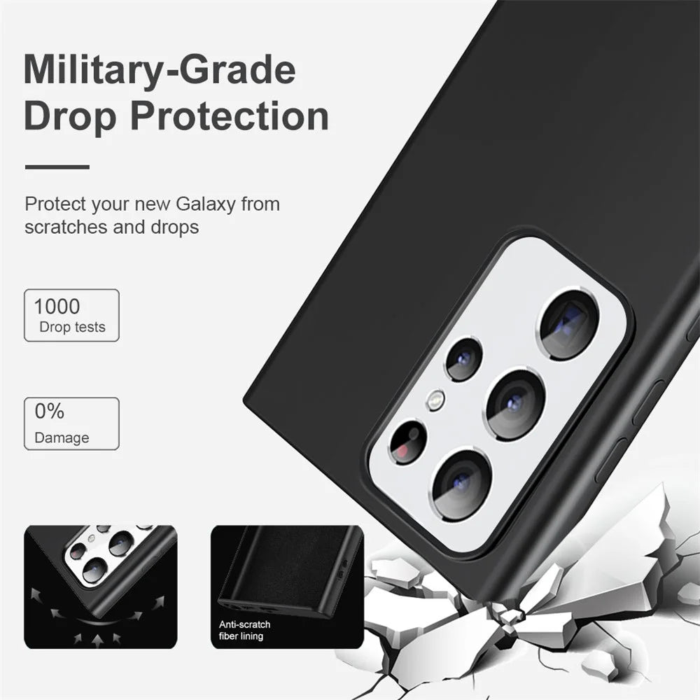 Liquid Series for Samsung Galaxy S23 Ultra Magnetic Phone Case Rubberized Soft TPU Protective Phone Back Cover Support Wireless Charging - Black - 4