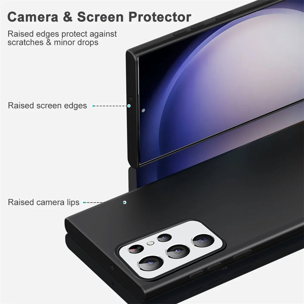 Liquid Series for Samsung Galaxy S23 Ultra Magnetic Phone Case Rubberized Soft TPU Protective Phone Back Cover Support Wireless Charging - Black - 5