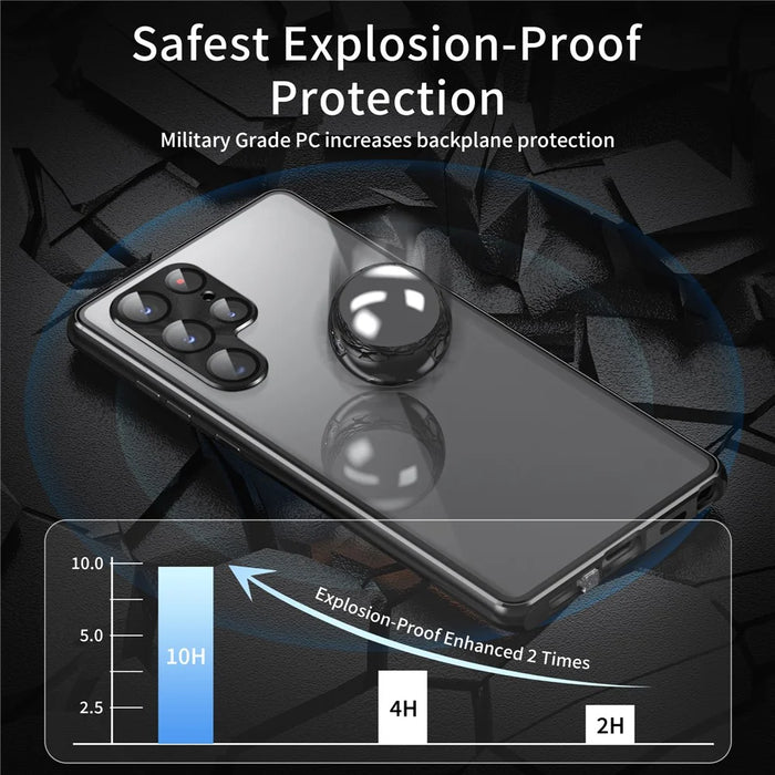 For Samsung Galaxy S23 Ultra Case Magnetic Adsorption Phone Cover with Anti-Peep Dual Sided Tempered Glass - Black - 2