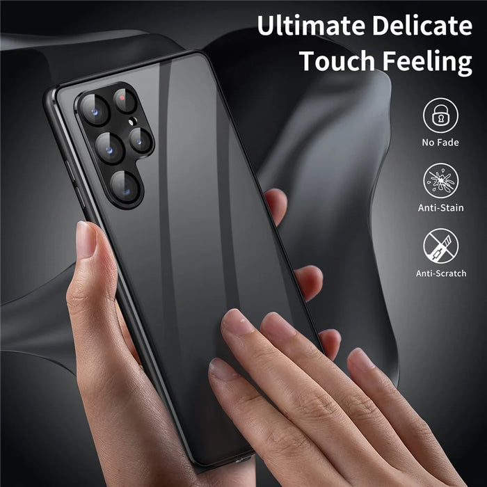 For Samsung Galaxy S23 Ultra Case Magnetic Adsorption Phone Cover with Anti-Peep Dual Sided Tempered Glass - Black - 3