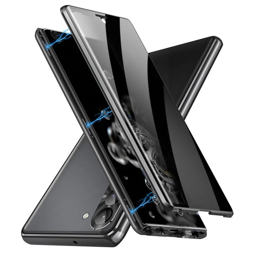 For Samsung Galaxy S23+ Case Magnetic Adsorption Phone Cover with Anti-Peep Dual Sided Tempered Glass - Black - 1