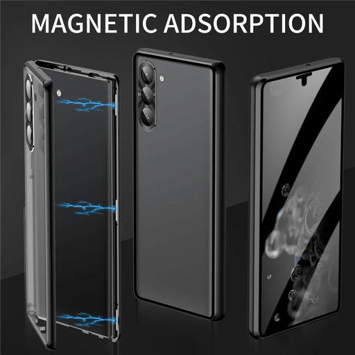 For Samsung Galaxy S23+ Case Magnetic Adsorption Phone Cover with Anti-Peep Dual Sided Tempered Glass - Black - 2