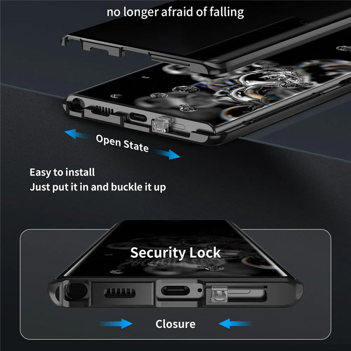 For Samsung Galaxy S23+ Case Magnetic Adsorption Phone Cover with Anti-Peep Dual Sided Tempered Glass - Black - 6