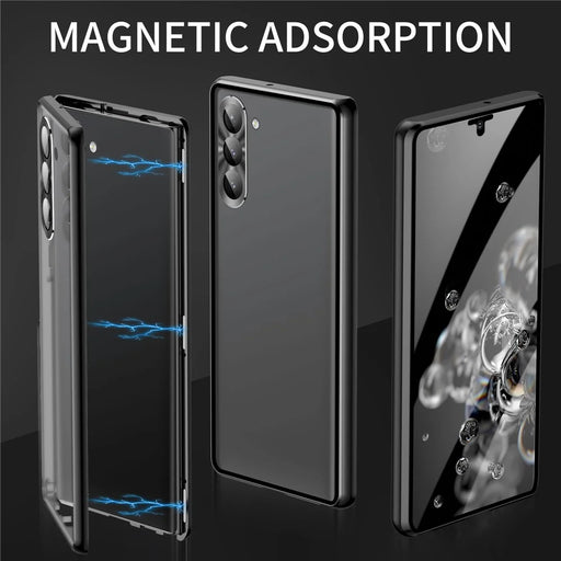 For Samsung Galaxy S23+ Case Magnetic Adsorption Phone Cover with Anti-Peep Dual Sided Tempered Glass - Black - 2