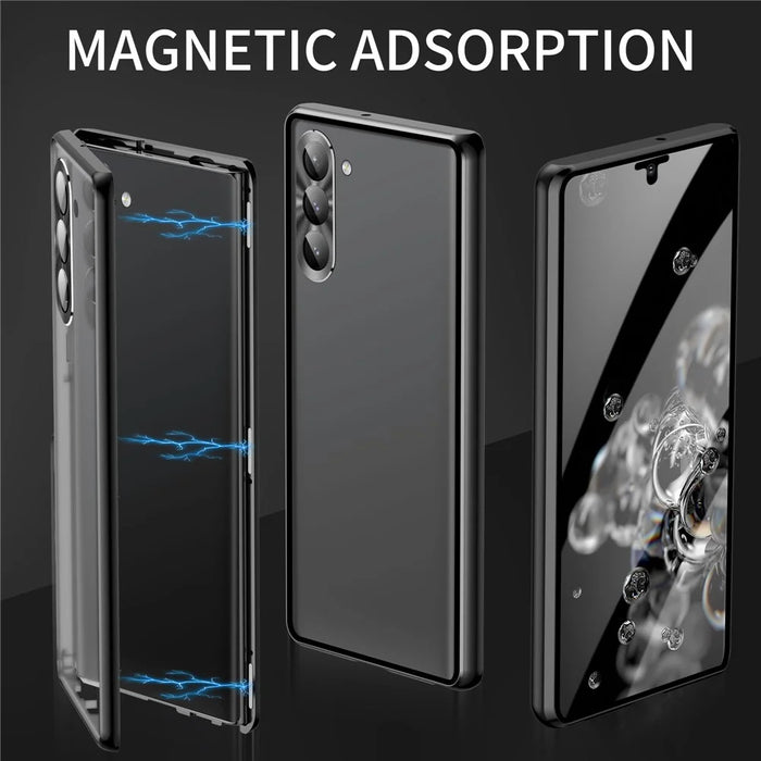 For Samsung Galaxy S23+ Case Magnetic Adsorption Phone Cover with Anti-Peep Dual Sided Tempered Glass - Black - 2