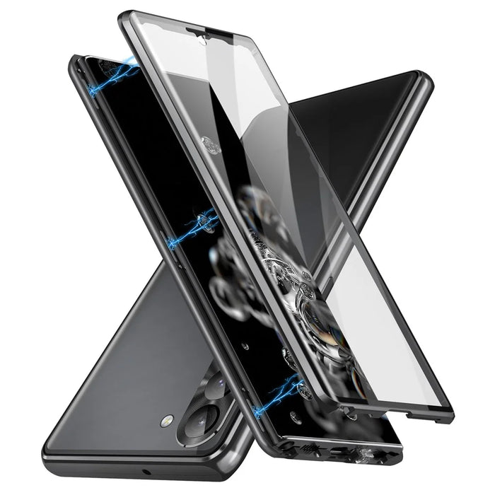 For Samsung Galaxy S23 Case Magnetic Adsorption Phone Cover with Anti-Peep Dual Sided Tempered Glass - Black - 1