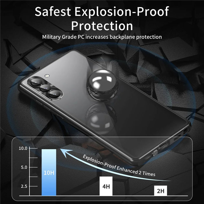For Samsung Galaxy S23 Case Magnetic Adsorption Phone Cover with Anti-Peep Dual Sided Tempered Glass - Black - 3
