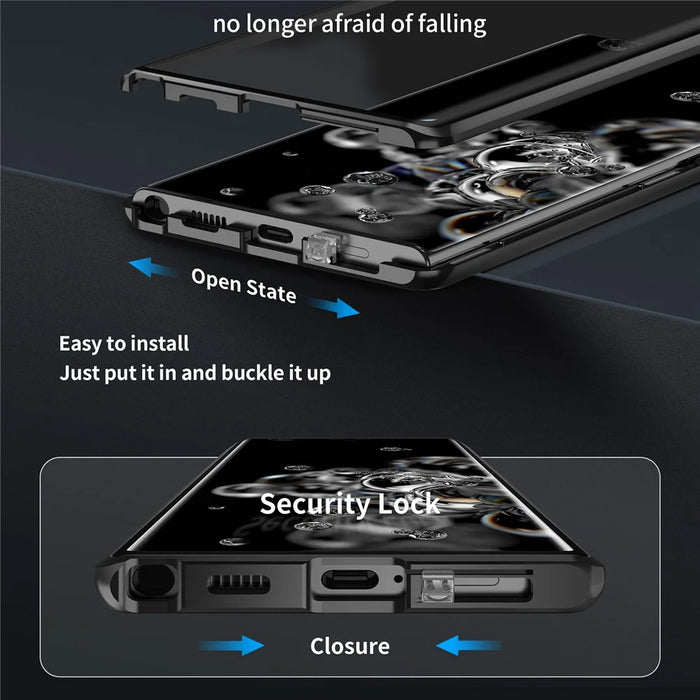 For Samsung Galaxy S23 Case Magnetic Adsorption Phone Cover with Anti-Peep Dual Sided Tempered Glass - Black - 6