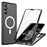 Phone Case for Samsung Galaxy S23+ Metal Tempered Glass Matte PC Case with Lens Guard / Lock - Black - 1