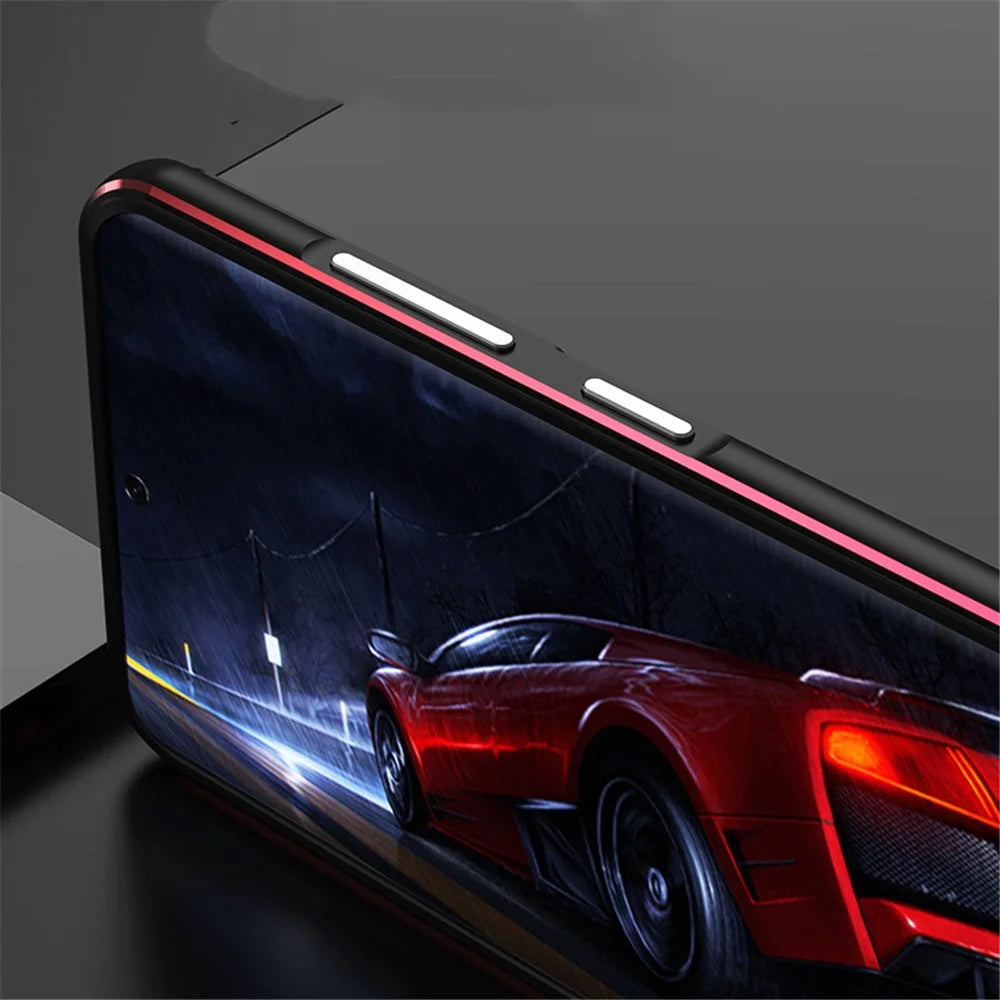For Samsung Galaxy S23 Ultra Metal Frame Phone Bumper Case with Camera Lens Cover - Black  /  Silver - 7