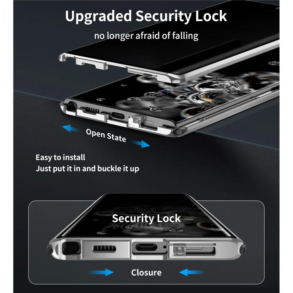 For Samsung Galaxy S23+ Phone Cover Anti-Peep Metal Tempered Glass Phone Case (No Fingerprint Unlock) - Blue - 7