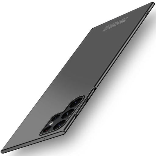PINWUYO PC Series for Samsung Galaxy Samsung Galaxy S23 Ultra Phone Case Matte PC Back Cover with Magnetic Ring Holder - Black - 1