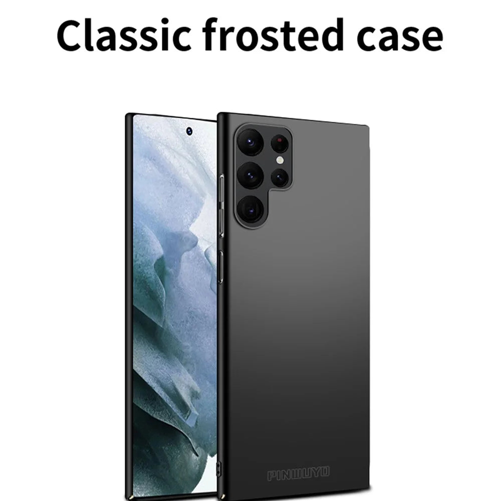 PINWUYO PC Series for Samsung Galaxy Samsung Galaxy S23 Ultra Phone Case Matte PC Back Cover with Magnetic Ring Holder - Black - 3