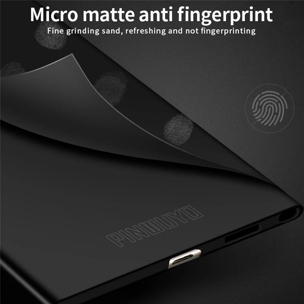 PINWUYO PC Series for Samsung Galaxy Samsung Galaxy S23 Ultra Phone Case Matte PC Back Cover with Magnetic Ring Holder - Black - 6