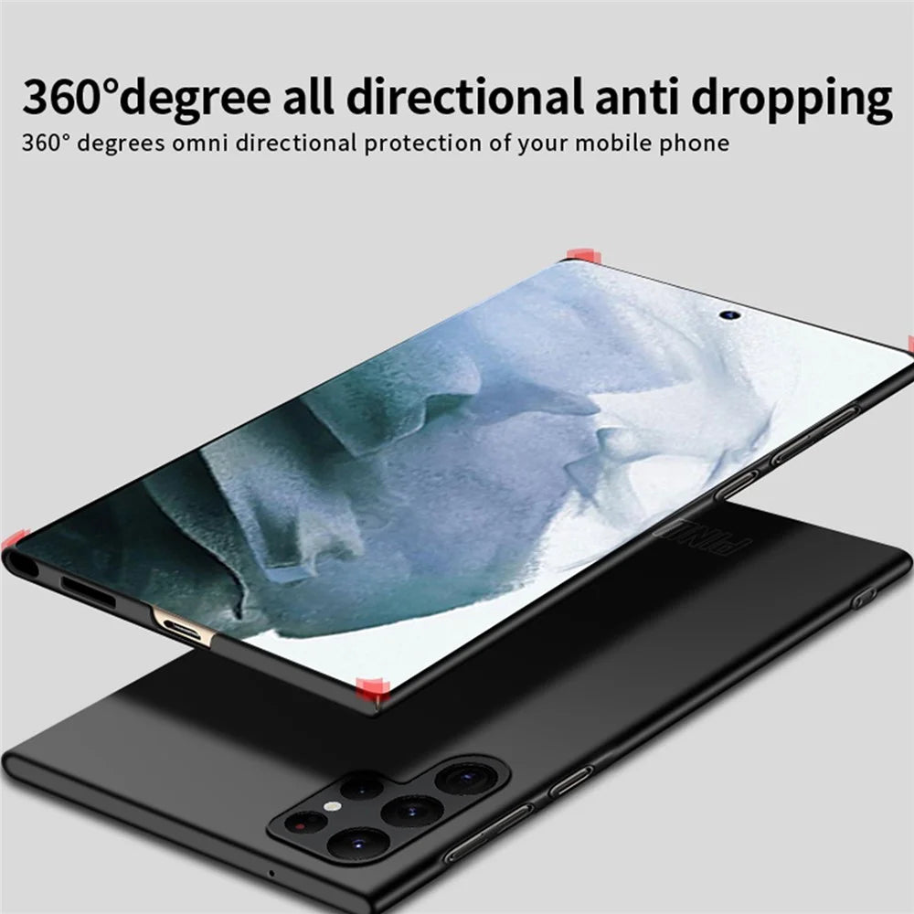 PINWUYO PC Series for Samsung Galaxy Samsung Galaxy S23 Ultra Phone Case Matte PC Back Cover with Magnetic Ring Holder - Black - 7