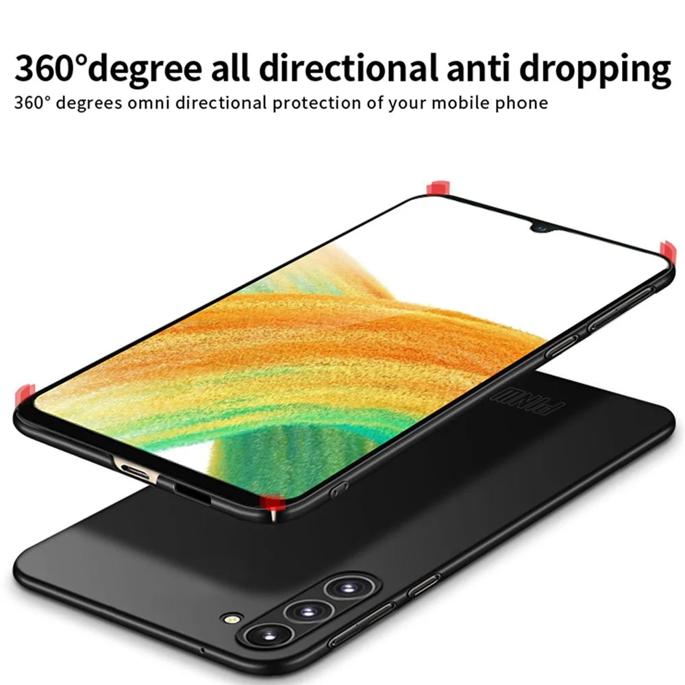 PINWUYO PC Series for Samsung Galaxy A34 5G Matte Phone Case Smartphone Cover with Magnetic Ring Holder - Black - 7