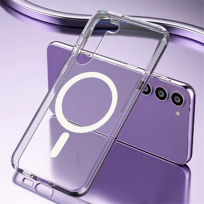 Magnetic Case for Samsung Galaxy S23 , Hard PC Soft TPU Protective Phone Cover - Transparent - 3