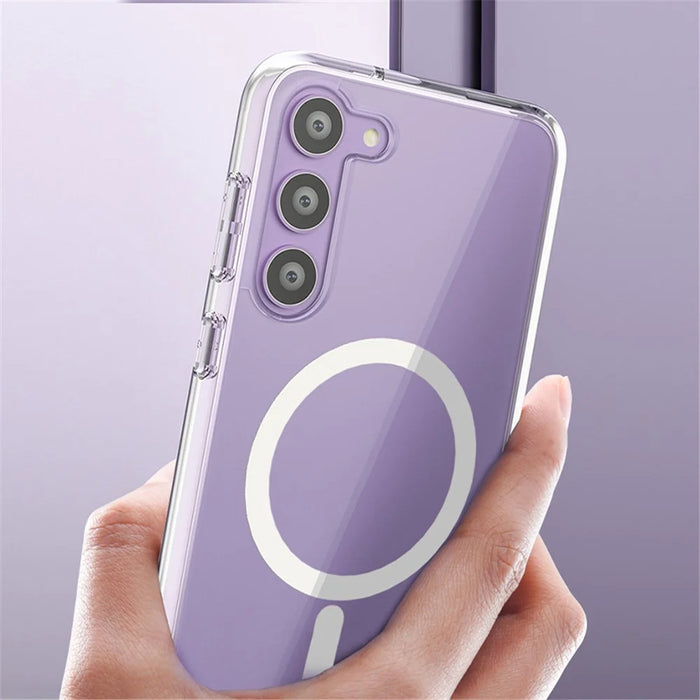 Magnetic Case for Samsung Galaxy S23 , Hard PC Soft TPU Protective Phone Cover - Transparent - 4