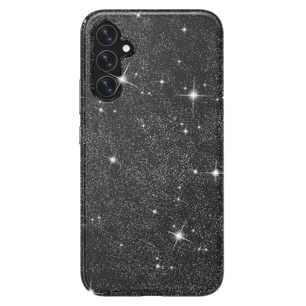 For Samsung Galaxy A34 5G Sparkly Glitter Case Anti-Scratch Hard PC Soft TPU Phone Cover - Shiny Grey - 4