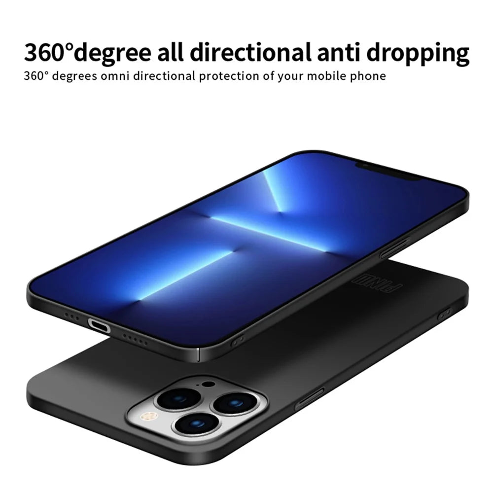 PINWUYO PC Series Matte Case for iPhone 13 Pro 6.1 inch , Hard PC Phone Cover with Magnetic Ring Holder - Black - 6