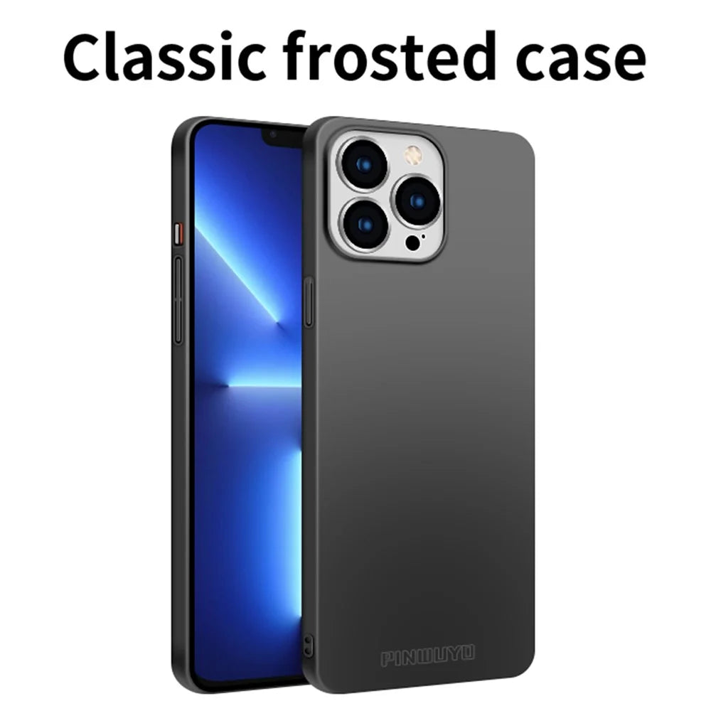 PINWUYO PC Series for iPhone 13 Pro Max 6.7 inch Matte Texture Phone Cover with Magnetic Ring Holder - Black - 2