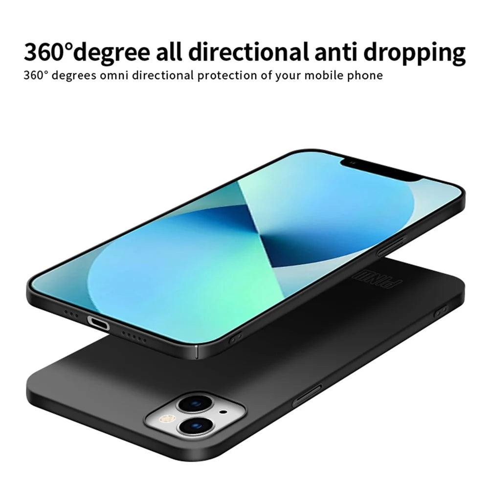 PINWUYO PC Series for iPhone 13 6.1 inch Matte Phone Case Hard PC Cover with Magnetic Ring Holder - Black - 6