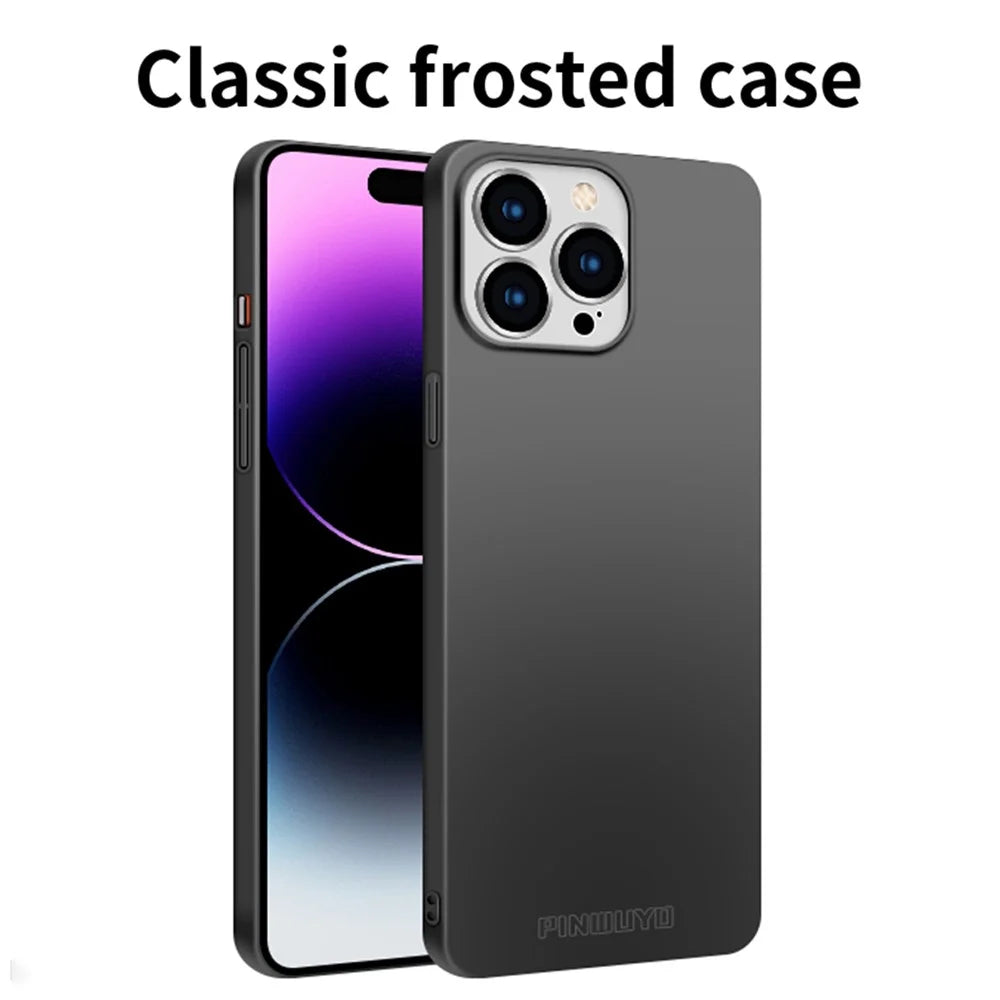 PINWUYO PC Series for iPhone 14 Pro Phone Case Matte Hard PC Shock Absorption Cover with Magnetic Ring Holder - Black - 2
