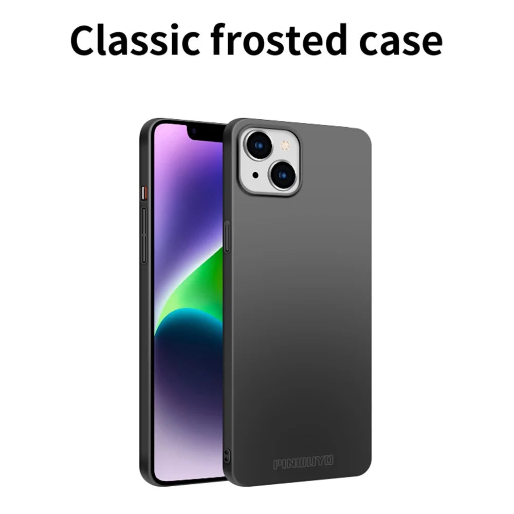 PINWUYO PC Series for iPhone 14 Matte Anti-Slip Case Hard PC Phone Cover with Magnetic Ring Holder - Black - 2