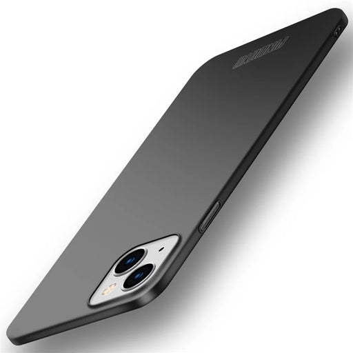PINWUYO PC Series for iPhone 14 Plus Matte Hard PC Back Phone Case with Magnetic Ring Holder - Black - 1