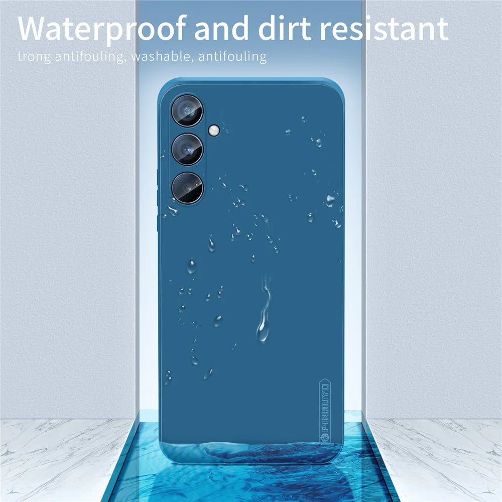 PINWUYO For Samsung Galaxy A54 5G Fiber Flocking Lining Back Case Precise Cutouts TPU Phone Cover - Dark Blue - 6